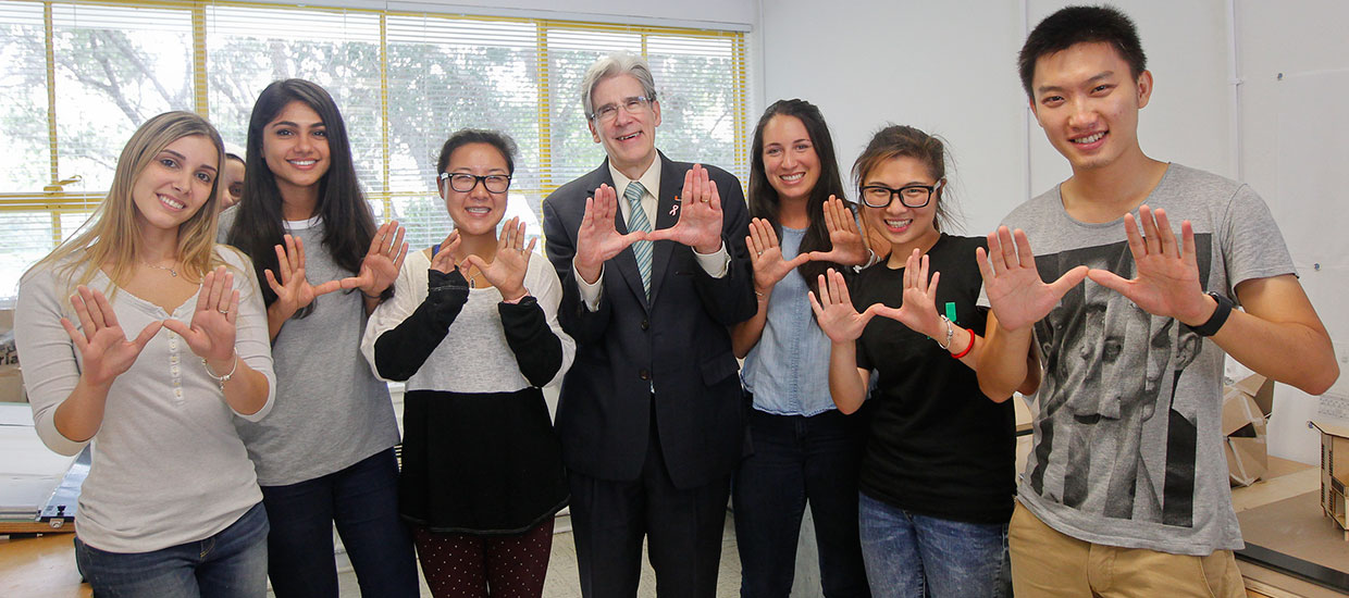 President Julio Frenk and architecture students